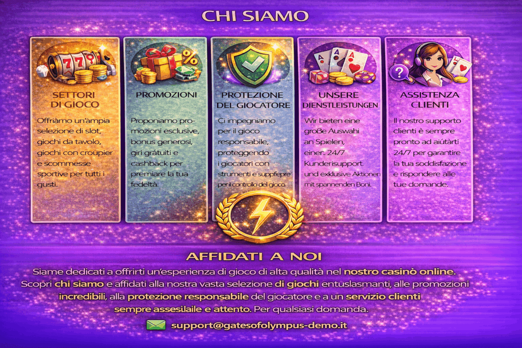 Chi siamo sezioni di gioco promozioni protezione del giocatore servizi e assistenza clienti 24 7 supporto disponibile