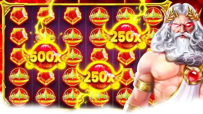 Grafica bonus con moltiplicatori elevati, simboli del gioco e figura di Zeus